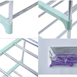 Diligencer Sturdy Plastic Stainless Steel Stackable Assembly Shoe Rack for Home Wall Entryway Over Door Closets Organizer Shoes Rack Ms Men Kids （Pink/Green/Blue）