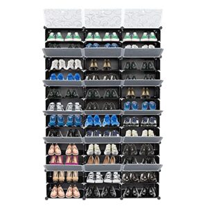 RPSRLS Shoe Storage,12-Tier portable shoe rack organizer with 36 Grids, Expandable Shoe Tower Shelf Storage Cabinet Stand for Heels, Boots, Slippers - Black (72 Pair Capacity)