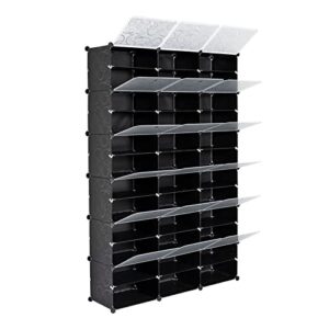 RPSRLS Shoe Storage,12-Tier portable shoe rack organizer with 36 Grids, Expandable Shoe Tower Shelf Storage Cabinet Stand for Heels, Boots, Slippers - Black (72 Pair Capacity)