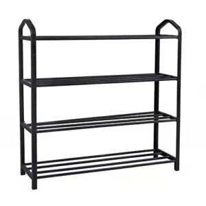 yssoa 4-tier stackable shoe rack, 12-pairs sturdy shoe shelf storage, black shoe tower for bedroom, entryway, hallway, and closet