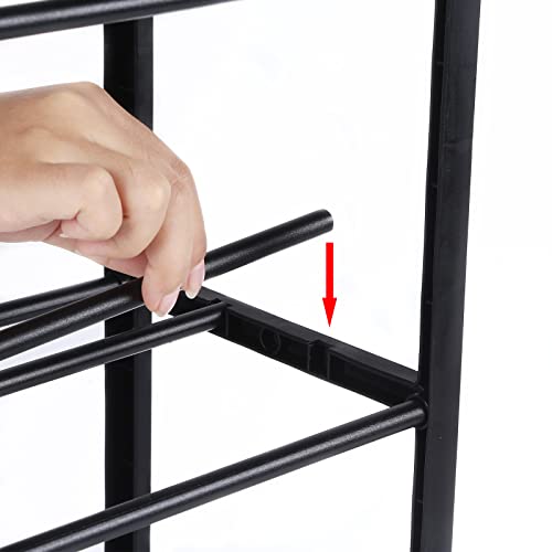 YSSOA 4-Tier Stackable Shoe Rack, 12-Pairs Sturdy Shoe Shelf Storage, Black Shoe Tower for Bedroom, Entryway, Hallway, and Closet