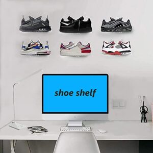 NC Floating Shoe Display Shelf for Wall Mount,Levitating Shoe Rack for Wall-Clear Acrylic Floating Shelves for Showcase Sneaker Collection (Set of 6)