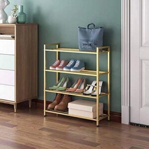 luxury gold industrial style heavy shoe rack,4-tier shoe storage unit,durable and stable, for entryway, hallway, closet, dorm room,apartment,easy assembly