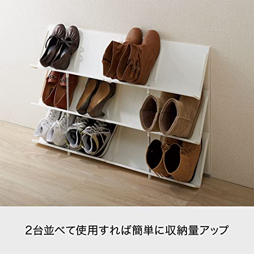 like-it Shoe Storage, 3 Tiers, Width 17.7 x Depth 6.9 x Height 23.8 inches (45 x 17.5 x 60.5 cm), White, Made in Japan, Short Boot Storage, Space Saving, Boot Storage Rack, Magazine Rack