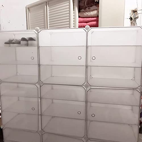 Shoes Storage Box Shoes Organizer Cabinet with Doors Free Combination White Standing Storage Drawer Shelf 3x 12 Cube Unit for Entryway Hallway Living Room 19.6x 12.6x 73.6in