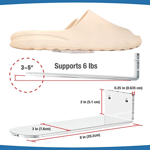 Import Nomad Unbound Shoe Shelves for Wall Floating Shelves (6 Pack) - Clear Floating Shoe Display Shoe Shelves for Wall - Two Install Methods, Durable & Strong.
