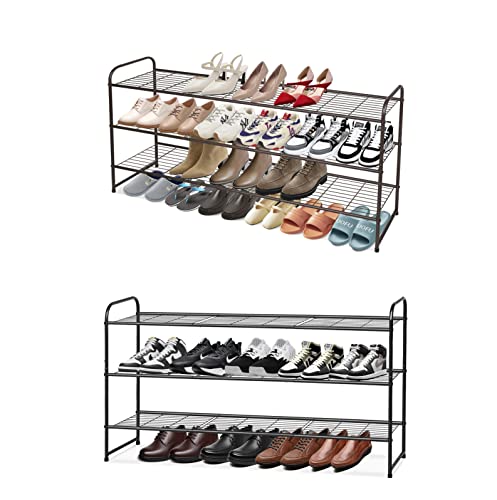 KEETDY Long 3 Tier Shoe Rack and 3-Tier Long Shoe Rack for Closet Entryway