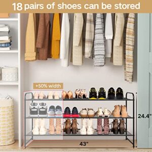 KEETDY Long 3 Tier Shoe Rack and 3-Tier Long Shoe Rack for Closet Entryway