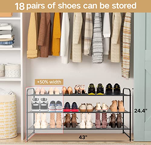 KEETDY Long 3 Tier Shoe Rack and 3-Tier Long Shoe Rack for Closet Entryway