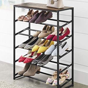 Whitmor Modern Industrial 5-Tier Shoe Rack, Black