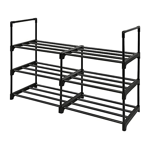 MAHIPOCI Metal Shoe Rack 3 Tier Shoe Rack Entryway Shoe Rack Mens Shoe Rack Front Door Shoe Rack Closet Shoe Rack Floor Long Shoe Rack for Closet Shoe Rack Organizer for Entryway 3 Shelf Shoe Rack