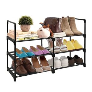 MAHIPOCI Metal Shoe Rack 3 Tier Shoe Rack Entryway Shoe Rack Mens Shoe Rack Front Door Shoe Rack Closet Shoe Rack Floor Long Shoe Rack for Closet Shoe Rack Organizer for Entryway 3 Shelf Shoe Rack