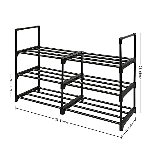 MAHIPOCI Metal Shoe Rack 3 Tier Shoe Rack Entryway Shoe Rack Mens Shoe Rack Front Door Shoe Rack Closet Shoe Rack Floor Long Shoe Rack for Closet Shoe Rack Organizer for Entryway 3 Shelf Shoe Rack