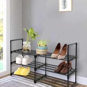 MAHIPOCI Metal Shoe Rack 3 Tier Shoe Rack Entryway Shoe Rack Mens Shoe Rack Front Door Shoe Rack Closet Shoe Rack Floor Long Shoe Rack for Closet Shoe Rack Organizer for Entryway 3 Shelf Shoe Rack