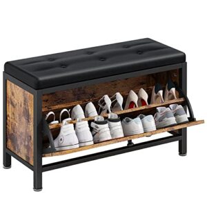 mostmahes 8-10 pairs shoe storage bench with hidden shoe rack, entryway bench seat with shoe storage shelf, shoe storage cabinet for entryway closet