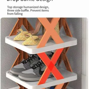 WUBY 6-Storey High Creative Folding X-Shaped Shoe Cabinet - Shoe Organizer & Storage Rack for Closet and Entryway, Free Standing Shoe Shelf Organizer (Blue)