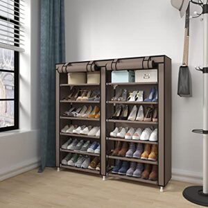 UDEAR Shoe Rack Portable Storage Free Standing Shoe Organizer with Non-Woven Fabric Cover (Brown)