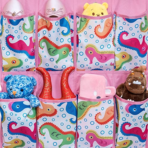 DESQUIGGLE Girls Shoe Organizer, Toddler Shoe Organizer, Seahorses Design Over the Door Kids Shoe Rack