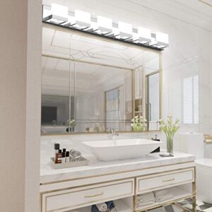Tipace 6 Lights Dimmable LED Modern Vanity Lights for Bathroom, Chrome Bathroom Wall Light Fixtures Over Mirror (White Light 6000K)