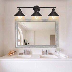 Alynzee Bathroom Vanity Light Fixtures,Farmhouse Wall Sconce Industrial Kitchen Wall Lighting with Matte Black Cone Metal Shade (3 Light)