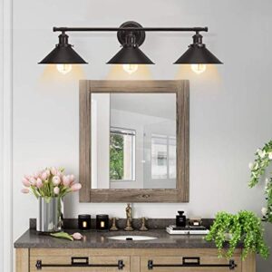 Alynzee Bathroom Vanity Light Fixtures,Farmhouse Wall Sconce Industrial Kitchen Wall Lighting with Matte Black Cone Metal Shade (3 Light)