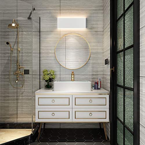 Aipsun 15.75in Matte White Modern Vanity Light Up and Down LED Vanity Light for Bathroom Wall Lighting Fixtures (Warm Light 3000K)