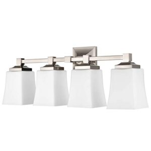 linea di liara brighton 4 light bathroom vanity light polished chrome bathroom light fixtures over mirror modern vanity lighting fixture with frosted glass shade, ul listed