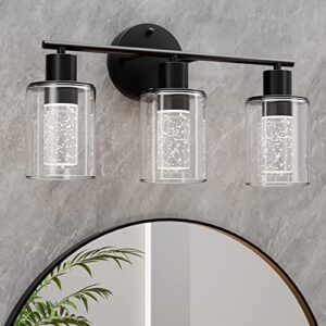ceinol bathroom vanity light with led bulbs, wall sconce light fixture indoor, modern bathroom lamp over mirror black 3 lights