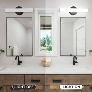 FOLKSMATE Modern Dimmable LED Vanity Light Bar Lighting Fixtures, 15.9 Inch LED Bathroom Light Fixture Over Mirror, 15W 1300LM Daylight White 5000K Wall Sconces Lighting, Black Bath Light Bar