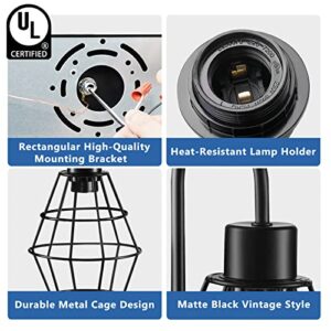 Elibbren Retro Style Industrial Bathroom Vanity Light 3 Lights, Vintage Matte Black Wall Sconce with Caged, E26 Base Farmhouse Bathroom Wall Light Fixture for Bathroom Vanity,UL Listed