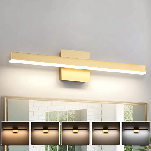 Joossnwell Gold Vanity Lights for Bathroom 24" Inch Dimmable 5CCT Modern Bath Vanity Lighting Fixtures Over Mirror LED Bathroom Wall Sconces Light 18W