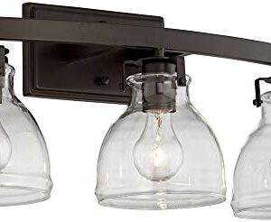 Possini Euro Design Bellis Modern Industrial Wall Light Bronze Brown Hardwired 23 1/2" 3-Light Fixture Clear Curving Glass Shade for Bedroom Bedside Bathroom Vanity Living Room Hallway Dining House