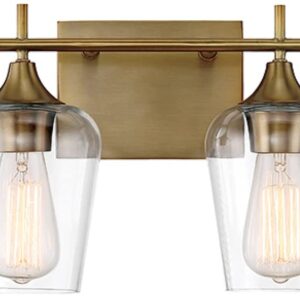 Savoy House 8-4030-2-322 Octave 2-Light Bathroom Vanity Light in a Warm Brass Finish with Clear Glass (14" W x 9" H)