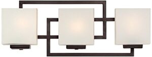 possini euro design lighting on the square modern wall mount light bronze metal hardwired 21" wide 3-light fixture geometric opal glass shades for bathroom vanity mirror house home room decor