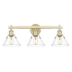 orwell 3 light bath vanity brushed champagne bronze with clear glass shades