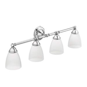 moen yb2264ch brantford 4-light dual-mount bathroom vanity fixture with frosted glass, chrome