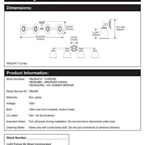 Moen YB2264CH Brantford 4-Light Dual-Mount Bathroom Vanity Fixture with Frosted Glass, Chrome