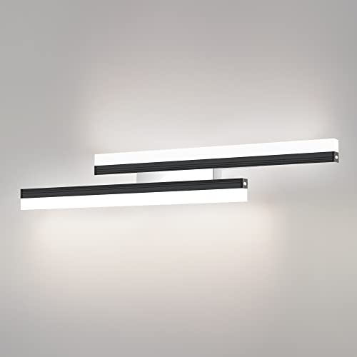 Wanzvisk 32 Inch LED Vanity Lights，Lighting Fixtures，Bathroom Lights，12w Indoor Wall Mount Sconces Lamps with 120lm Brushed Black（Cold White 6000K）