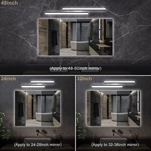 Wanzvisk 32 Inch LED Vanity Lights，Lighting Fixtures，Bathroom Lights，12w Indoor Wall Mount Sconces Lamps with 120lm Brushed Black（Cold White 6000K）