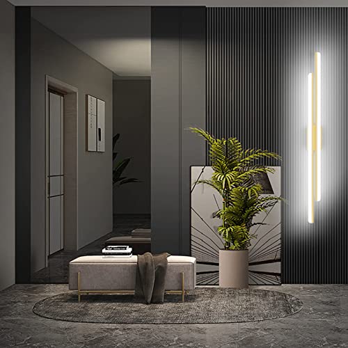 Ralbay 48" Gold Vanity Lights 48W Frosted Aluminum Modern LED Gold Bathroom Vanity Light Fixtures Over Long Mirror Modern Gold Bath Lighting 6000K White Light (IP65 Waterproof)