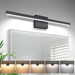 niorsun 23.62 inch modern bathroom vanity light dimmable 5cct 980lm 14w led bathroom lights over mirror black wall lighting fixtures for bathroom bedroom living room cabinet- etl certified