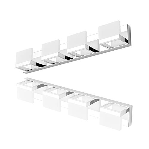 Tipace 4 Lights LED Modern Vanity Light Chrome Bathroom Lighting Fixture Up and Down Bathroom Wall Light Over Mirror(White Light 6000K)