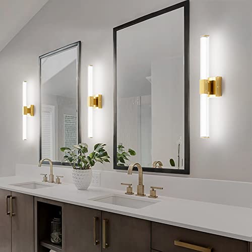 Ralbay Gold Bathroom Vanity Lights Fixtures Over Mirror 24 inch Modern LED Acrylic Gold Bathroom Wall Mounted Lighting Bar 22W 5500K White Light