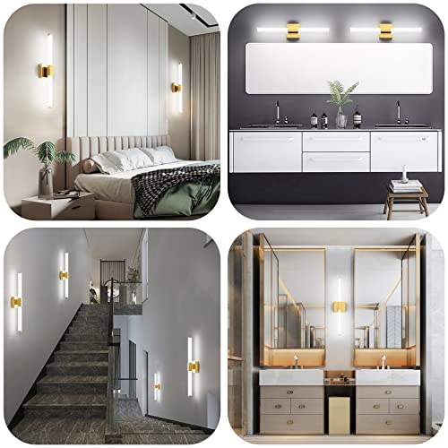 Ralbay Gold Bathroom Vanity Lights Fixtures Over Mirror 24 inch Modern LED Acrylic Gold Bathroom Wall Mounted Lighting Bar 22W 5500K White Light