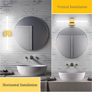 Ralbay Gold Bathroom Vanity Lights Fixtures Over Mirror 24 inch Modern LED Acrylic Gold Bathroom Wall Mounted Lighting Bar 22W 5500K White Light