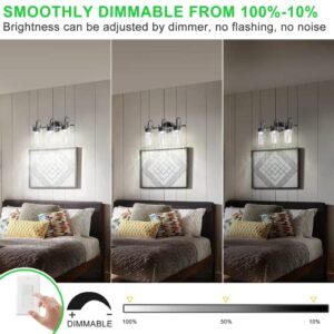 MAXvolador 3-Light LED Vanity Light Fixture, 1500Lumen Dimmable Wall Sconce Lighting, Modern Bathroom Wall Lights with Crystal Bubble Glass 21W, Cool White Over Mirror Vanity Lamp, Chrome Finish