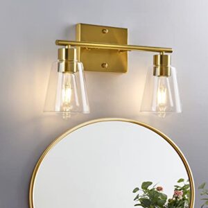enwemahi 2 light gold bathroom light fixtures, brushed brass wall sconce, modern vanity lights for bathroom for mirror, corridor, bedroom…