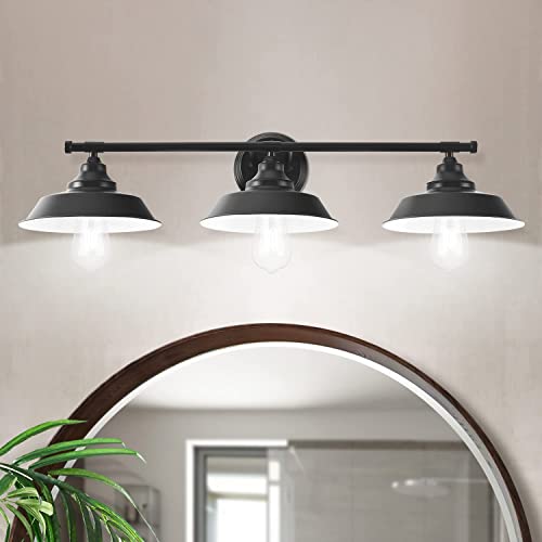 GoYeel Bathroom Vanity Light Fixtures Over Mirror Matte Black Vanity Wall Sconce Lighting 3 Lights Rustic Farmhouse Vanity Light Industrial Indoor Wall Light Fixture for Bathroom Dressing Table