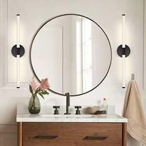 Black LED Bathroom Vanity Lights, Modern 4000k Bathroom Light Fixtures Over Mirror, 16W 23.6in Vanity Lighting Fixtures with 360° luminous, Wall Sconces Lighting for Bathroom, Mirror, Living Room