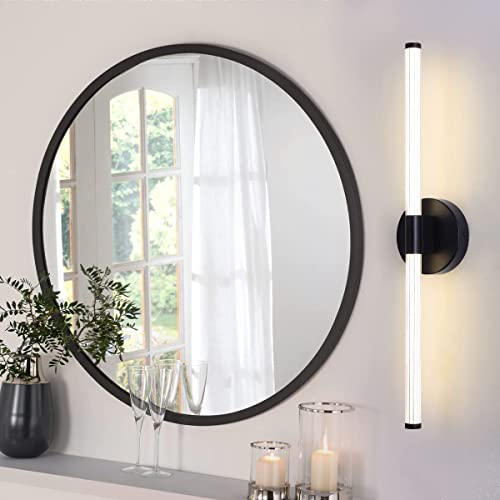 Black LED Bathroom Vanity Lights, Modern 4000k Bathroom Light Fixtures Over Mirror, 16W 23.6in Vanity Lighting Fixtures with 360° luminous, Wall Sconces Lighting for Bathroom, Mirror, Living Room